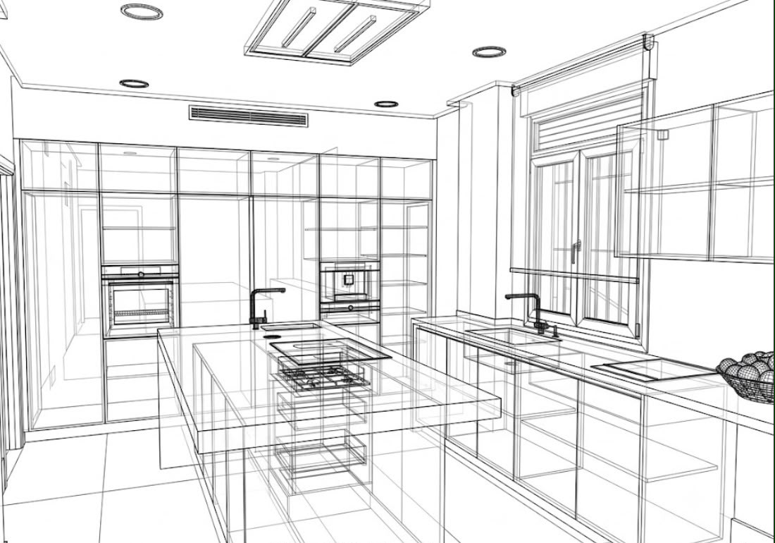 Render de la cocina antes de fabricar